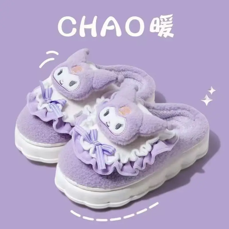 Merleti Cotton Slippers Women's Sanrio Winter New Cartoon Cute Student Dormitory Warm Indoor Plush Slippers
