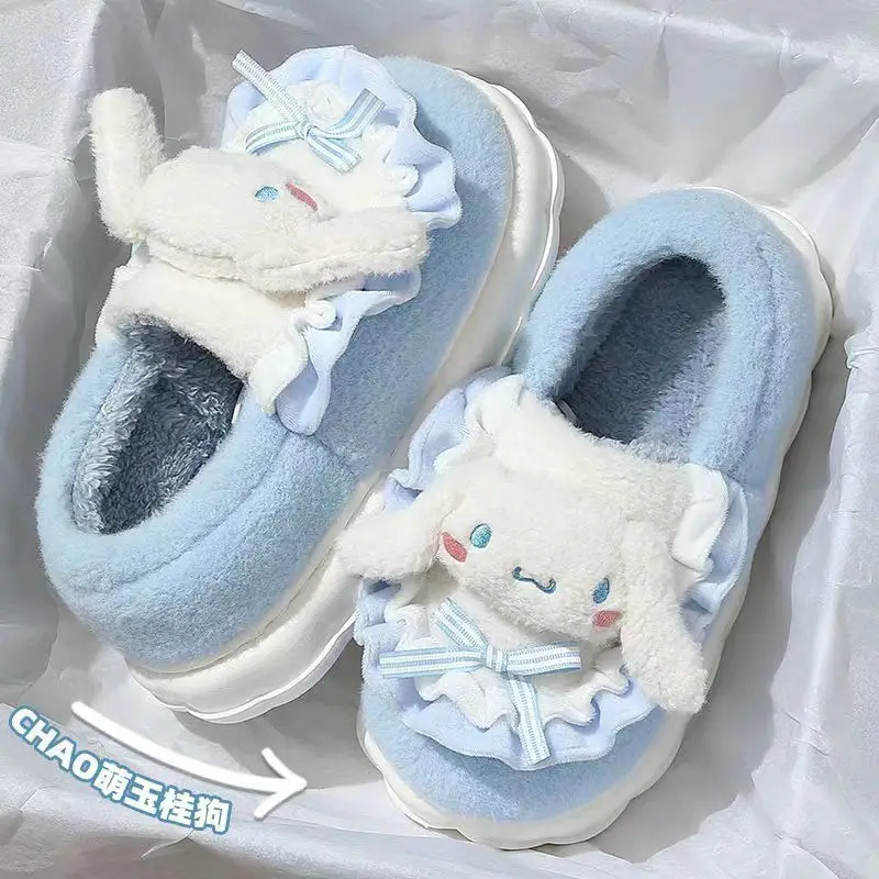 Merleti Cotton Slippers Women's Sanrio Winter New Cartoon Cute Student Dormitory Warm Indoor Plush Slippers