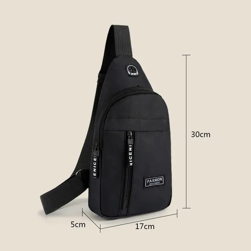 Men's Oxford Cloth Crossbody Bag Black 30cm