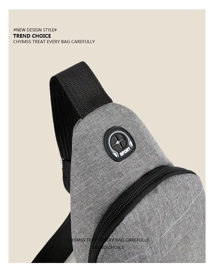 Men's Oxford Cloth Crossbody Bag Black 30cm — feature 14