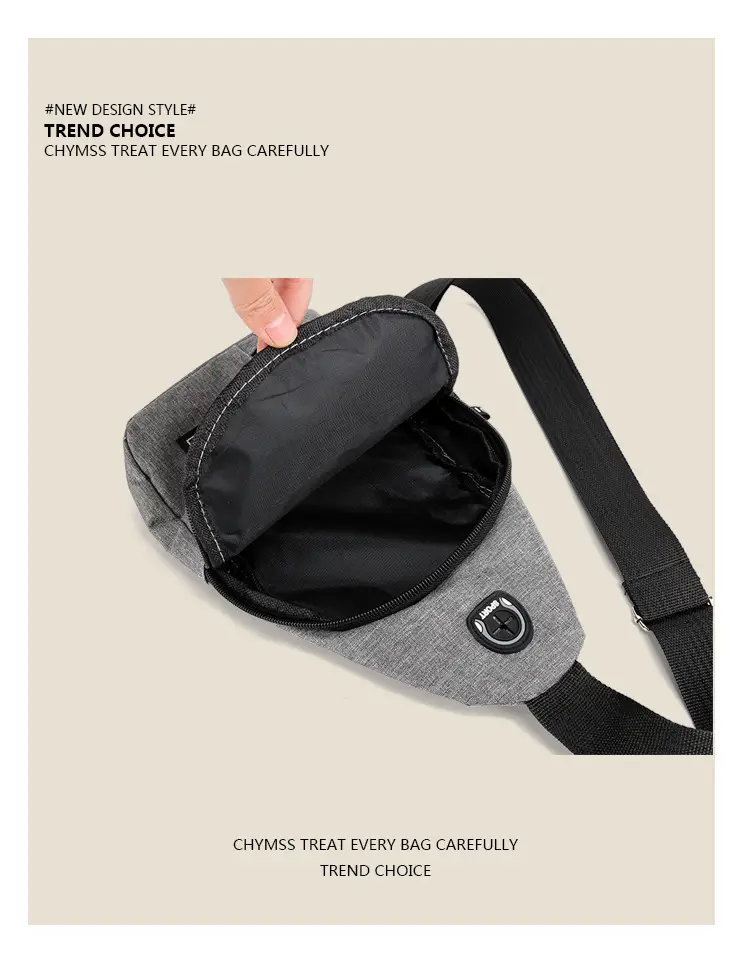 Men's Oxford Cloth Crossbody Bag Black 30cm — feature 17