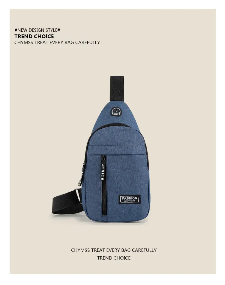 Men's Oxford Cloth Crossbody Bag Black 30cm — feature 5