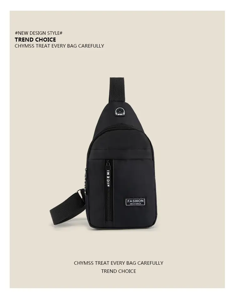 Men's Oxford Cloth Crossbody Bag Black 30cm — feature 7