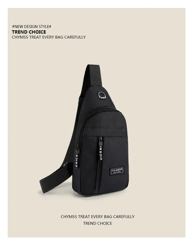 Men's Oxford Cloth Crossbody Bag Black 30cm — feature 8