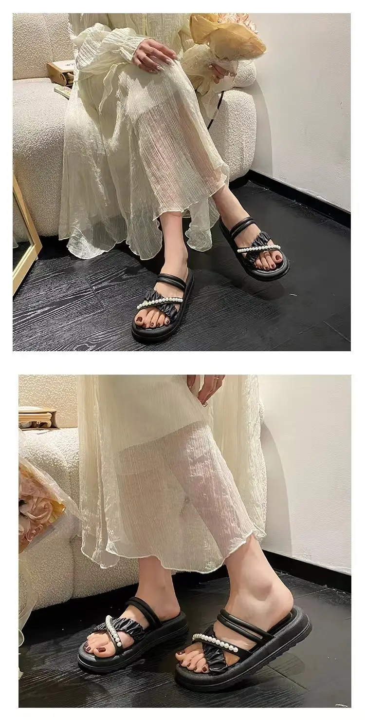 New Eva Pearl Thick-Soled Slippers for Outdoor Wear, High-End Women's Summer Fashion, Chanel-Style Korean Plastic Sandals — feature 10