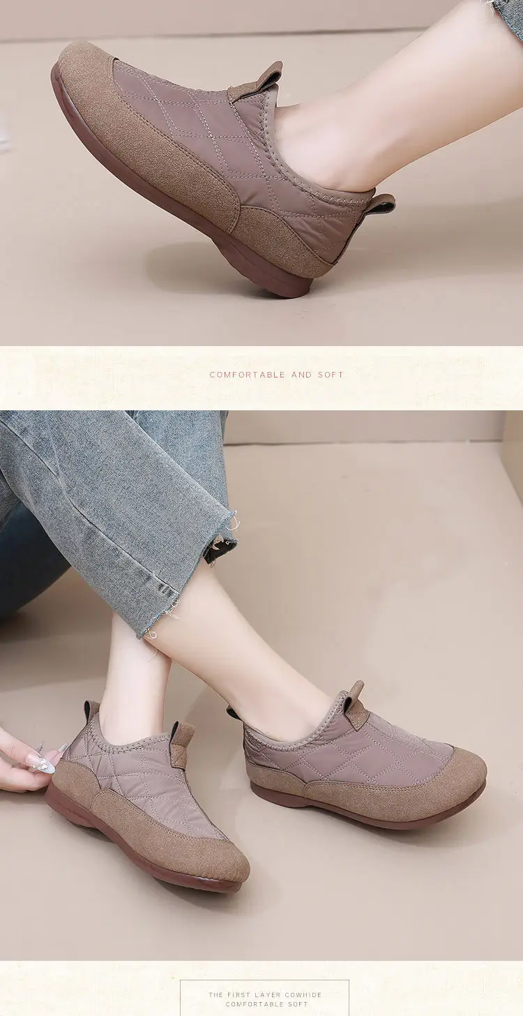 Snow Boots, Birkenstock Shoes, Women's Autumn and Winter Fleece-Lined Women's Shoes, Women's Cotton Shoes, Slip-On Soft-Soled Mom Shoes, Fashionable Casual Shoes — feature 14