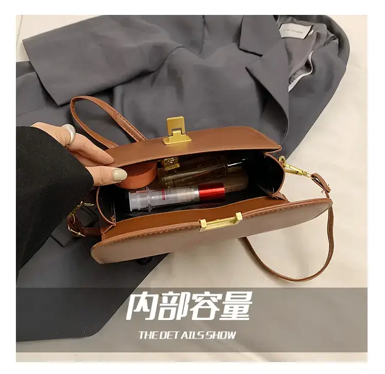 Elegant Women's Crossbody Bag with Retro Lock Design — feature 2