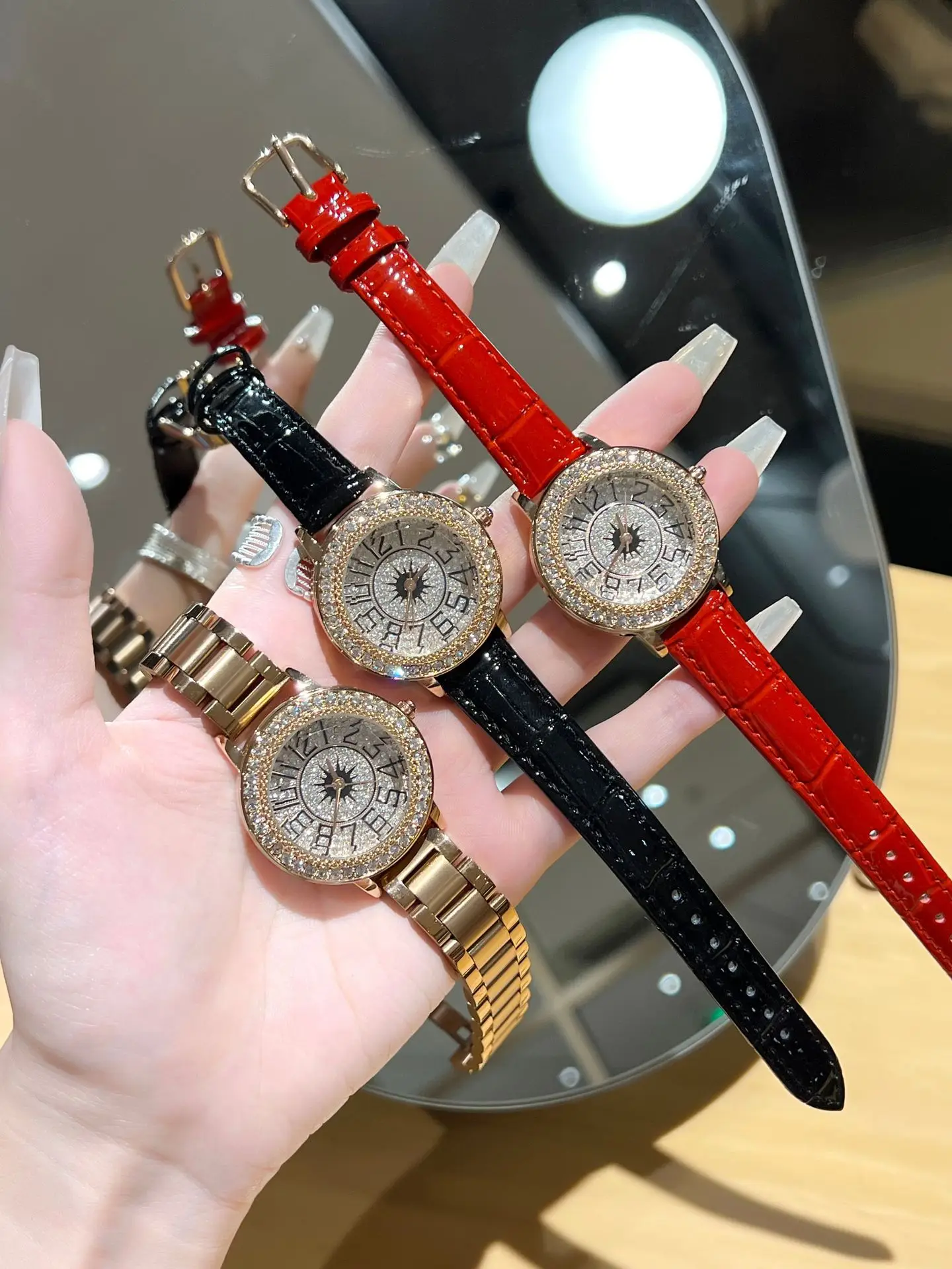 Women's Diamond Encrusted Watch Belt Set — feature 4
