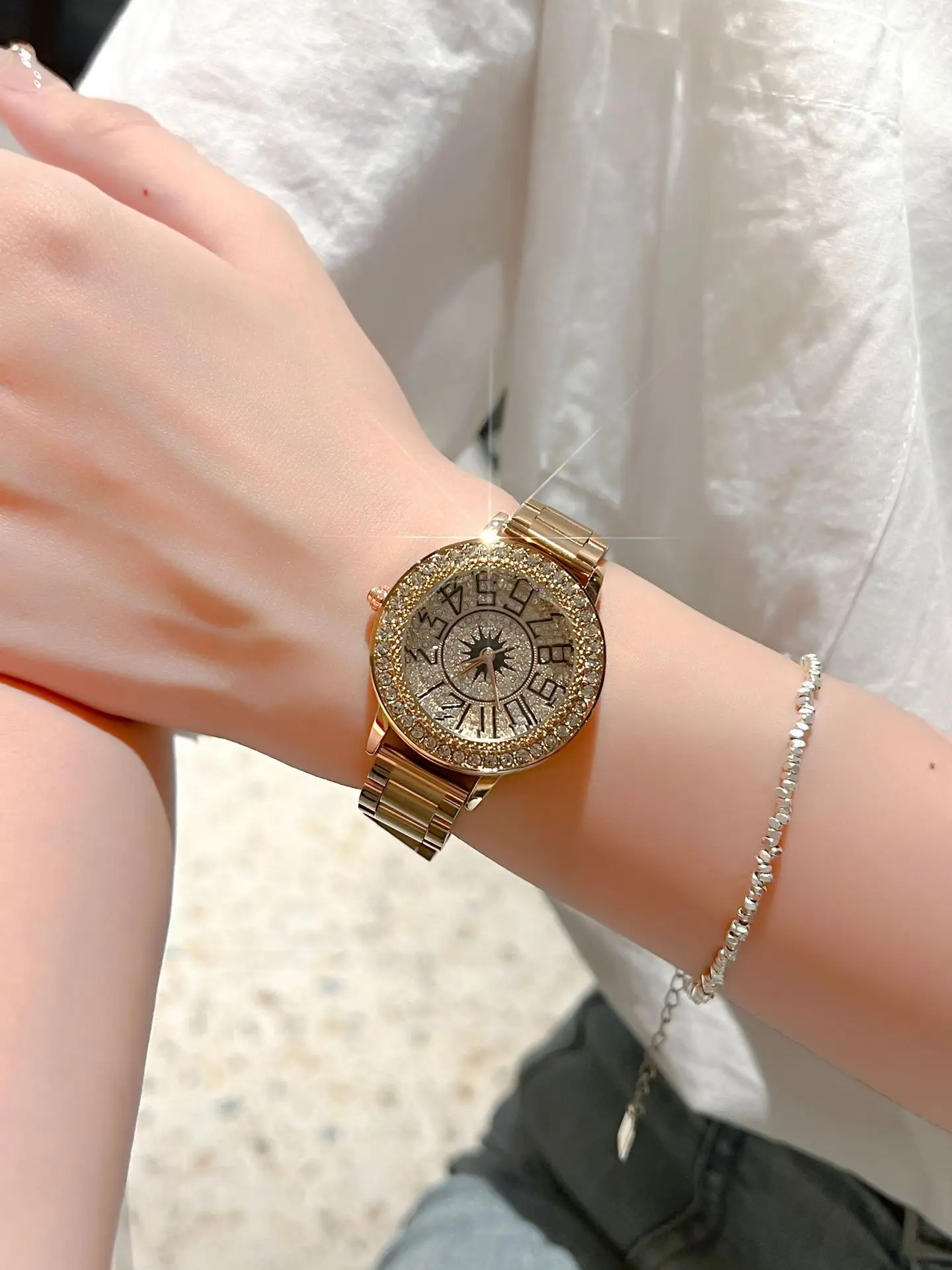 Women's Diamond Encrusted Watch Belt Set - Image 3