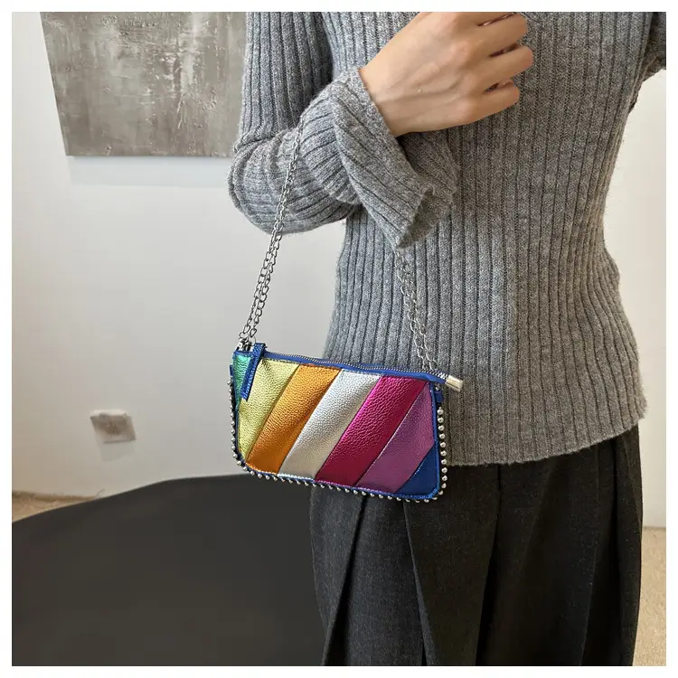 Korean Style Striped Chain Crossbody Bag for Women — feature 12