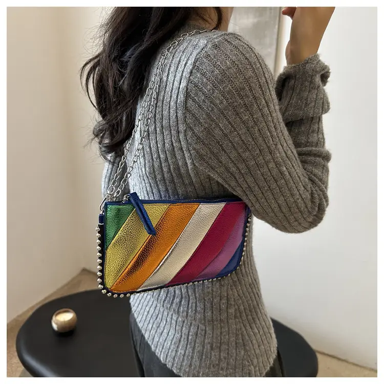 Korean Style Striped Chain Crossbody Bag for Women — feature 13