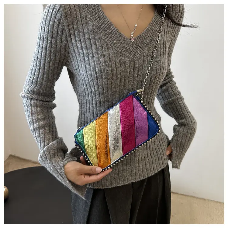 Korean Style Striped Chain Crossbody Bag for Women — feature 19