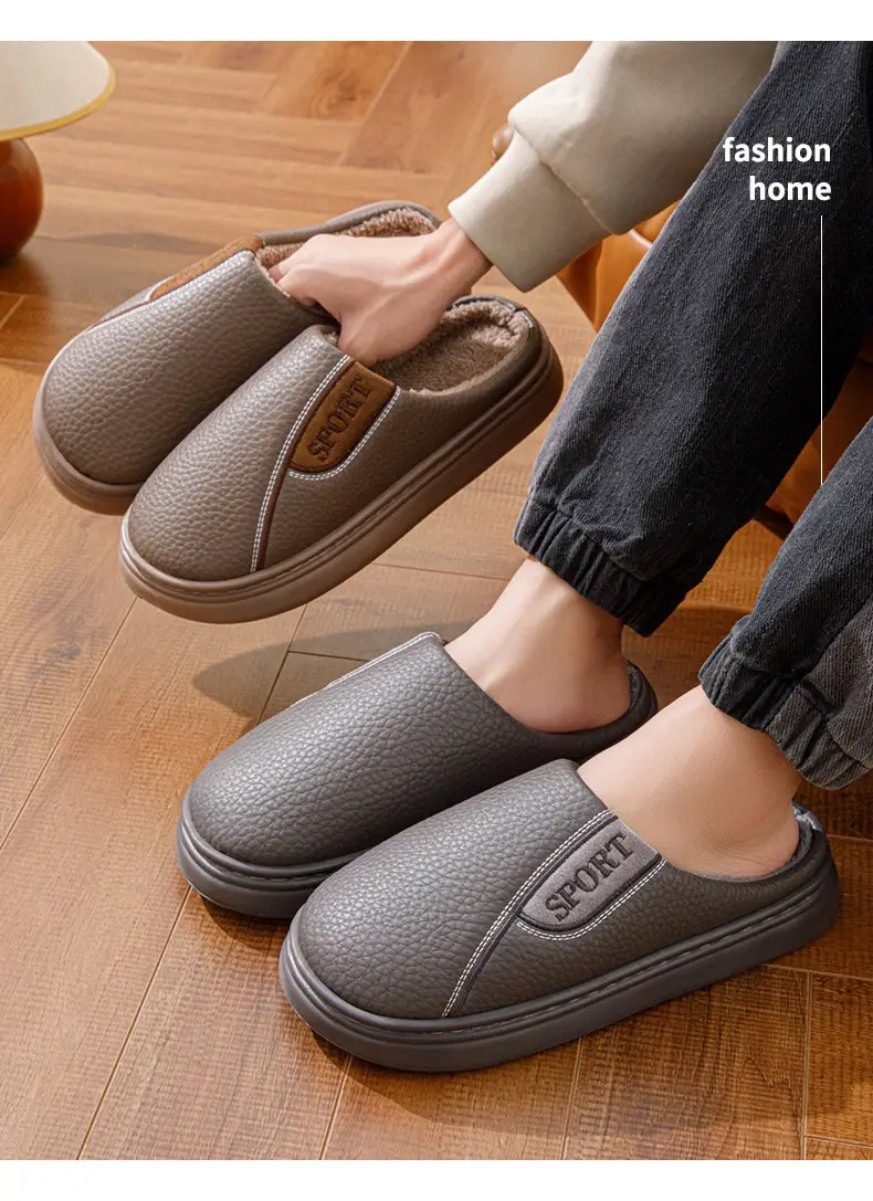 Winter New Cotton Slippers for Men, Extra Large Size, Furry, Indoor, Non-Slip, Warm, Thick-Soled, Fleece-Lined, Thickened for Men — feature 11