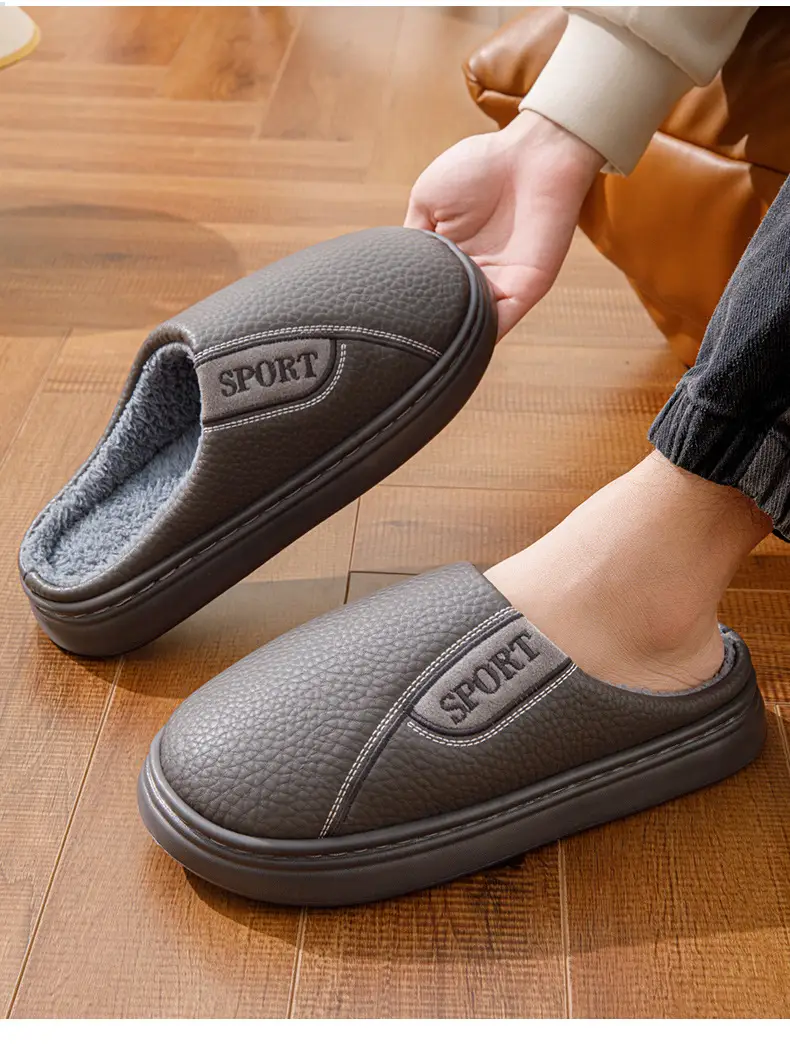 Winter New Cotton Slippers for Men, Extra Large Size, Furry, Indoor, Non-Slip, Warm, Thick-Soled, Fleece-Lined, Thickened for Men — feature 12