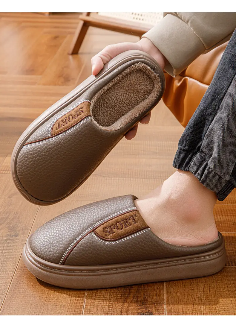 Winter New Cotton Slippers for Men, Extra Large Size, Furry, Indoor, Non-Slip, Warm, Thick-Soled, Fleece-Lined, Thickened for Men — feature 13