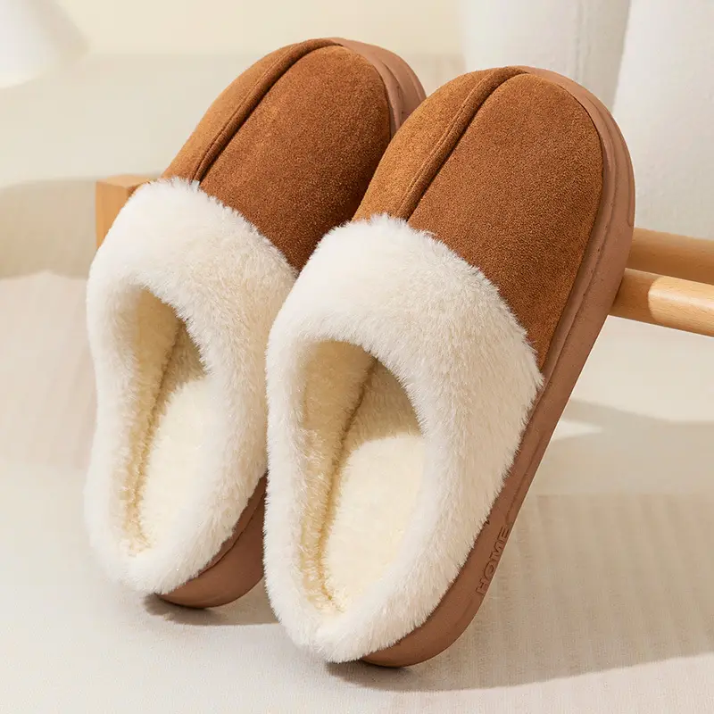 Cotton Slippers Women's Autumn and Winter Indoor Home fleece-lined Thick-soled Shoes with Shit and Shit to Keep Warm Couple's Shoes - Image 4