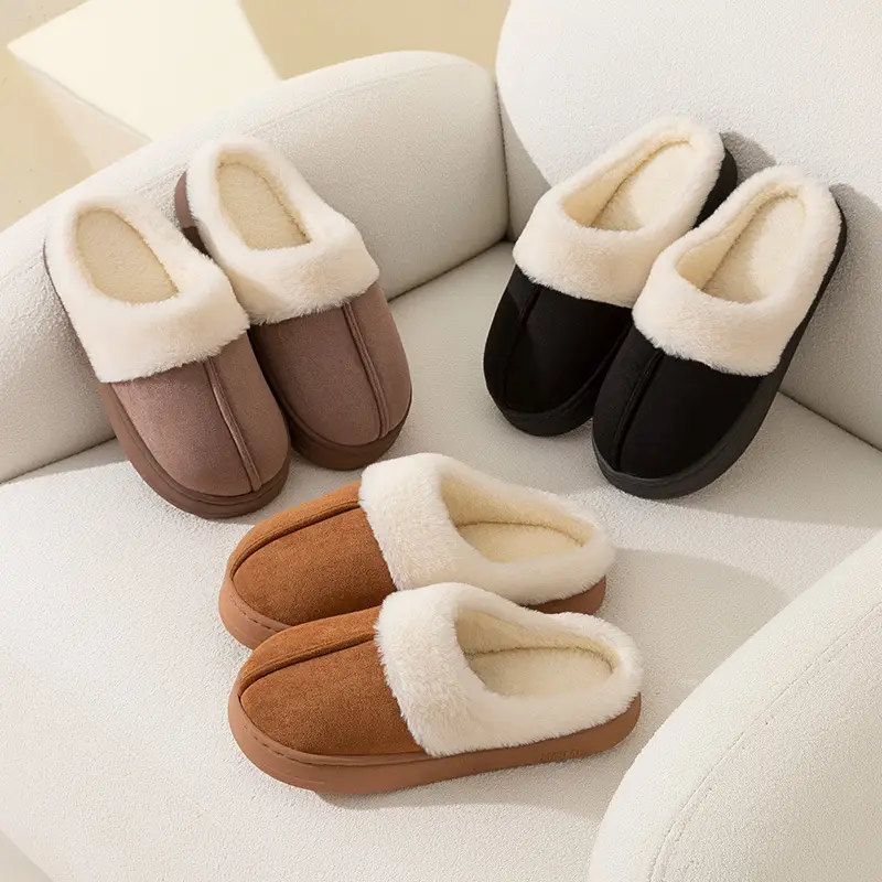 Cotton Slippers Women's Autumn and Winter Indoor Home fleece-lined Thick-soled Shoes with Shit and Shit to Keep Warm Couple's Shoes - Image 6