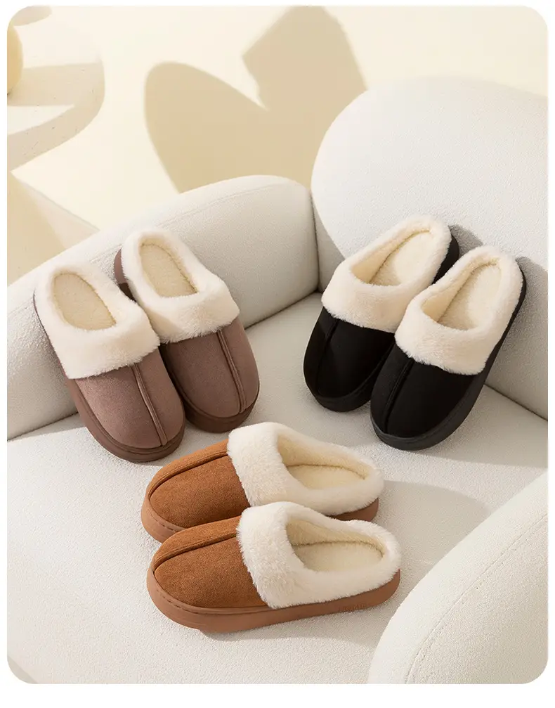 Cotton Slippers Women's Autumn and Winter Indoor Home fleece-lined Thick-soled Shoes with Shit and Shit to Keep Warm Couple's Shoes — feature 14
