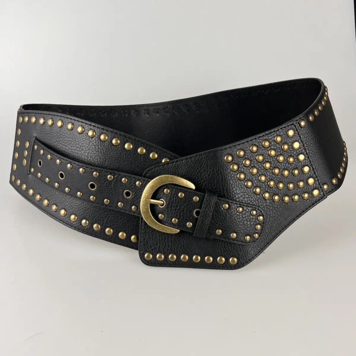 Maroon Wide Waist Cover with Gold Buckle & Studded Design — feature 11