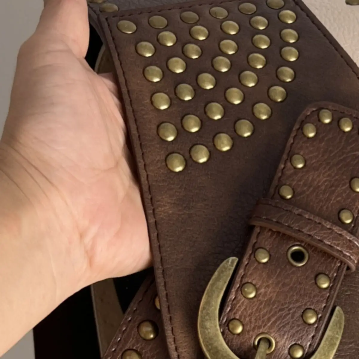 Maroon Wide Waist Cover with Gold Buckle & Studded Design — feature 14
