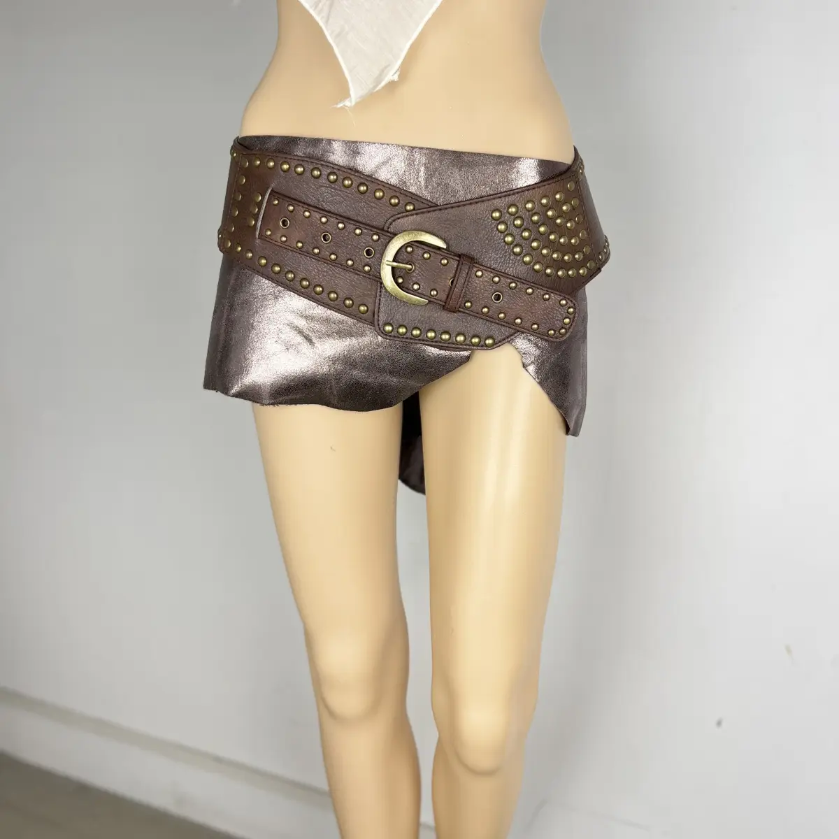 Maroon Wide Waist Cover with Gold Buckle & Studded Design — feature 9