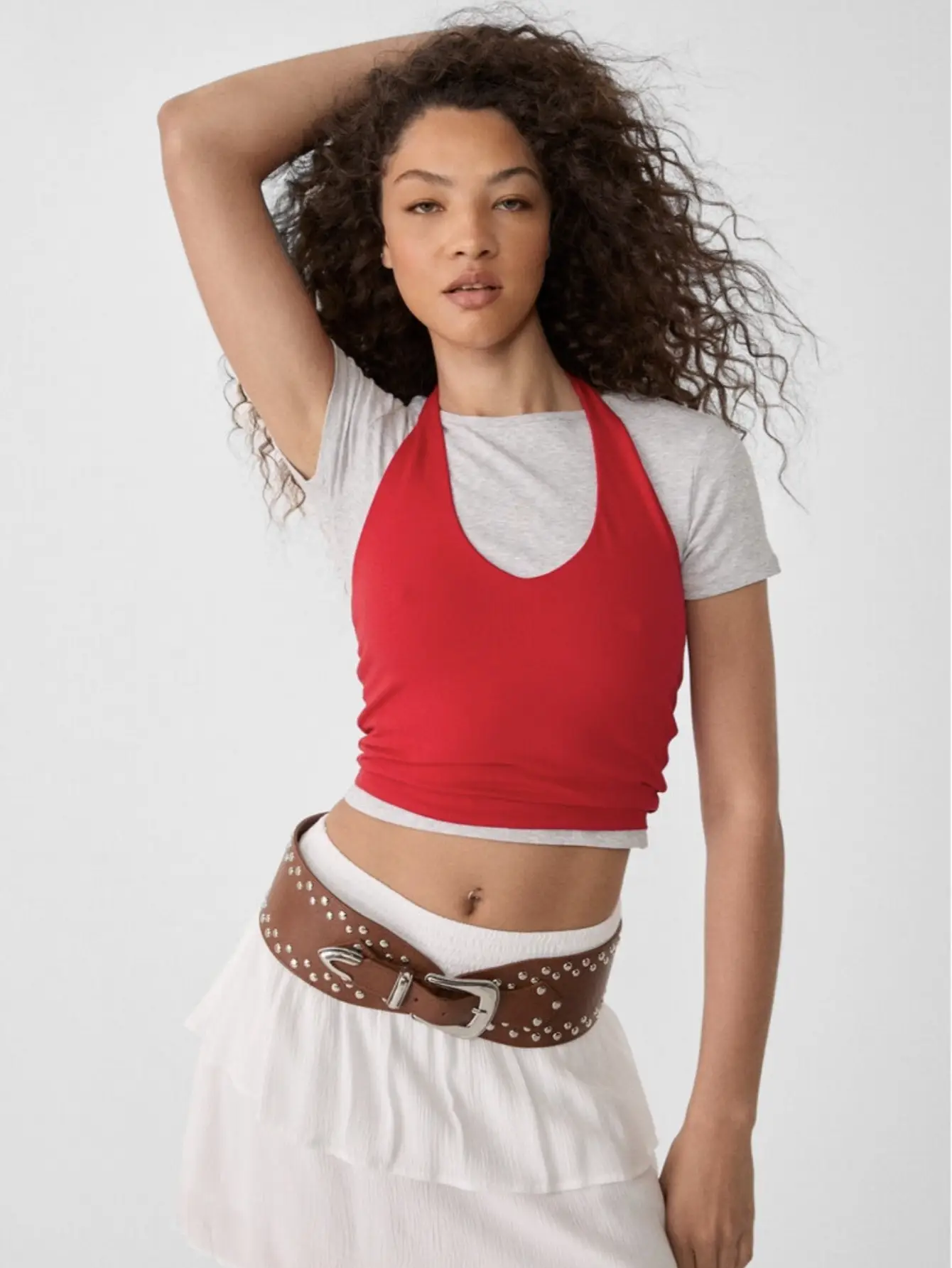 Maroon Wide Waist Cover with Gold Buckle & Studded Design - Image 6