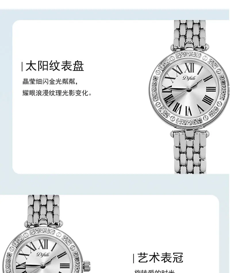 Women Roman Numeral Quartz Wristwatch Silver — feature 6