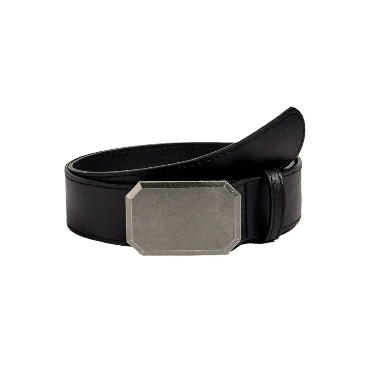 Women's Black Decorative Belt with Smooth Buckle