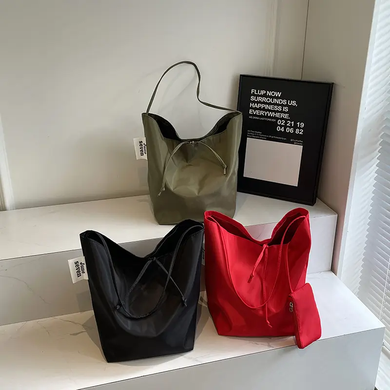 Red Nylon Shoulder Bag Women Large Capacity - Image 6