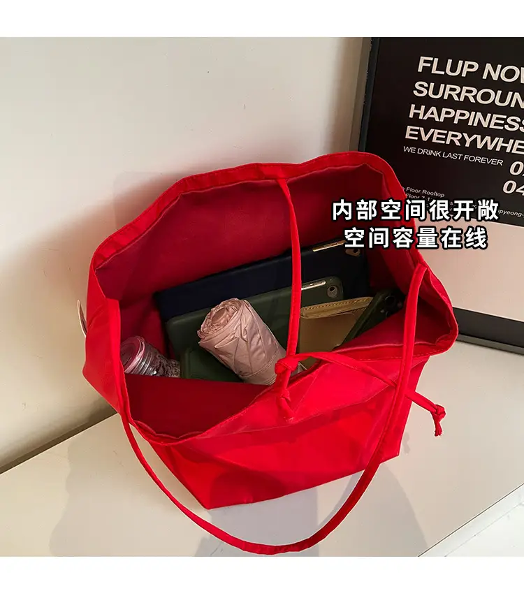 Red Nylon Shoulder Bag Women Large Capacity — feature 7