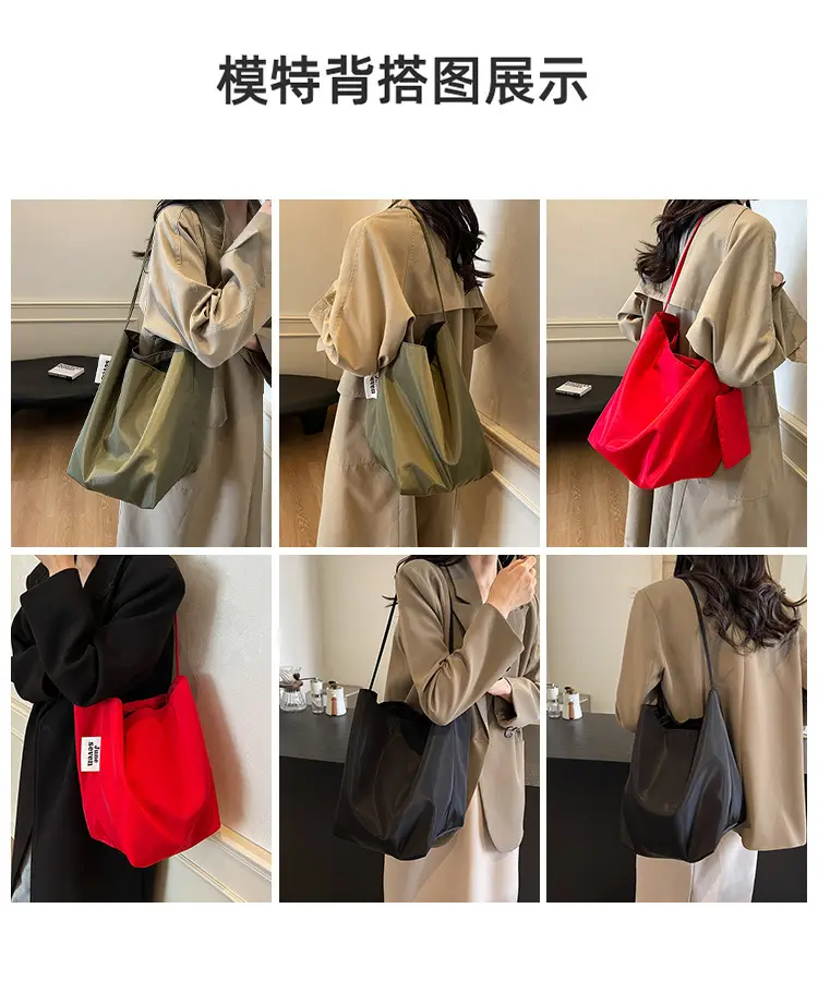 Red Nylon Shoulder Bag Women Large Capacity — feature 8