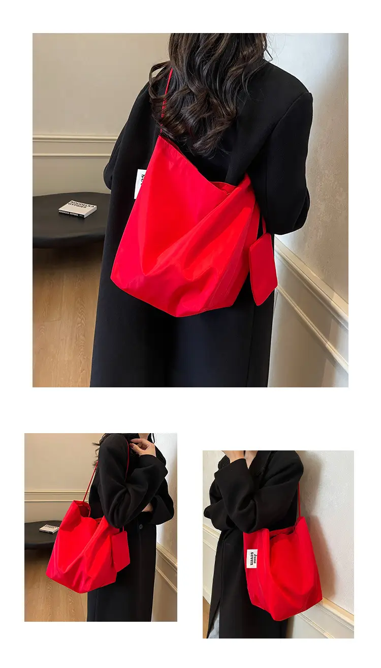 Red Nylon Shoulder Bag Women Large Capacity — feature 9