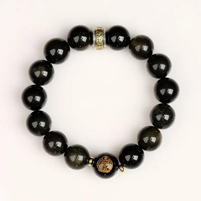 Obsidian 8-Character True Word Bracelet for Men Women - Image 11