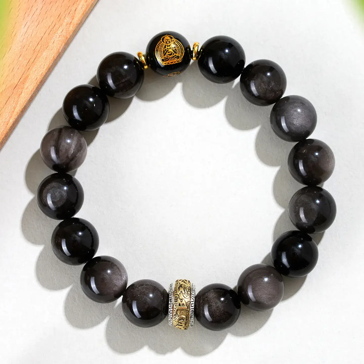Obsidian 8-Character True Word Bracelet for Men Women - Image 4