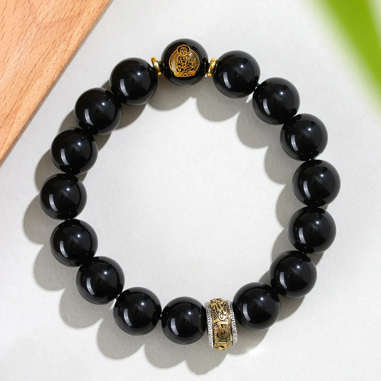 Obsidian 8-Character True Word Bracelet for Men Women - Image 6