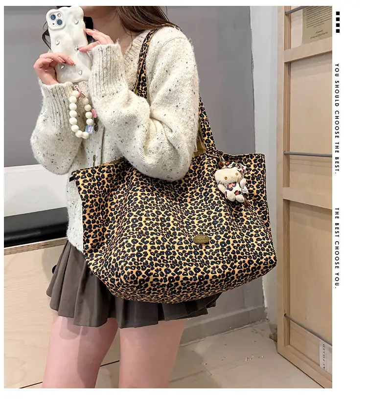 Korean Leopard Print Double Shoulder Bag Female — feature 3