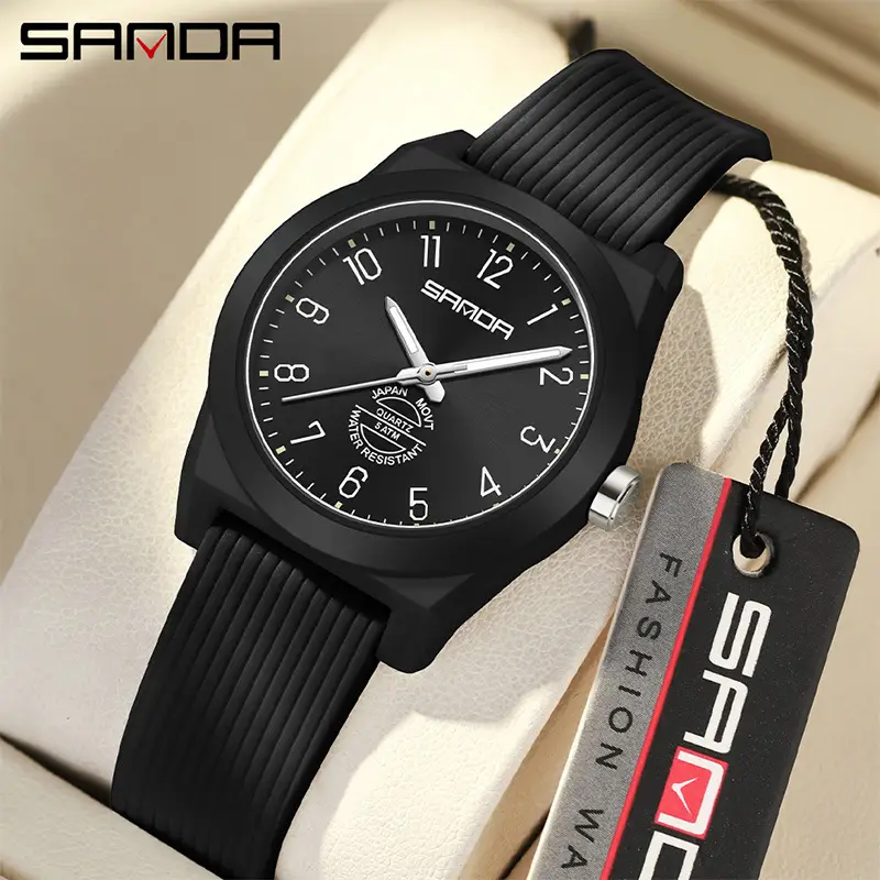 Sanda Black Quartz Watch for Teenagers - Image 15