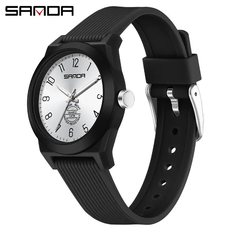 Sanda Black Quartz Watch for Teenagers - Image 2