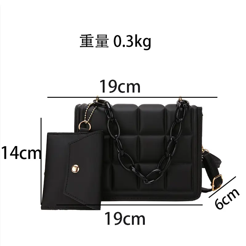 Black Quilted Shoulder Bag with Coarse Chain 2024 - Image 3