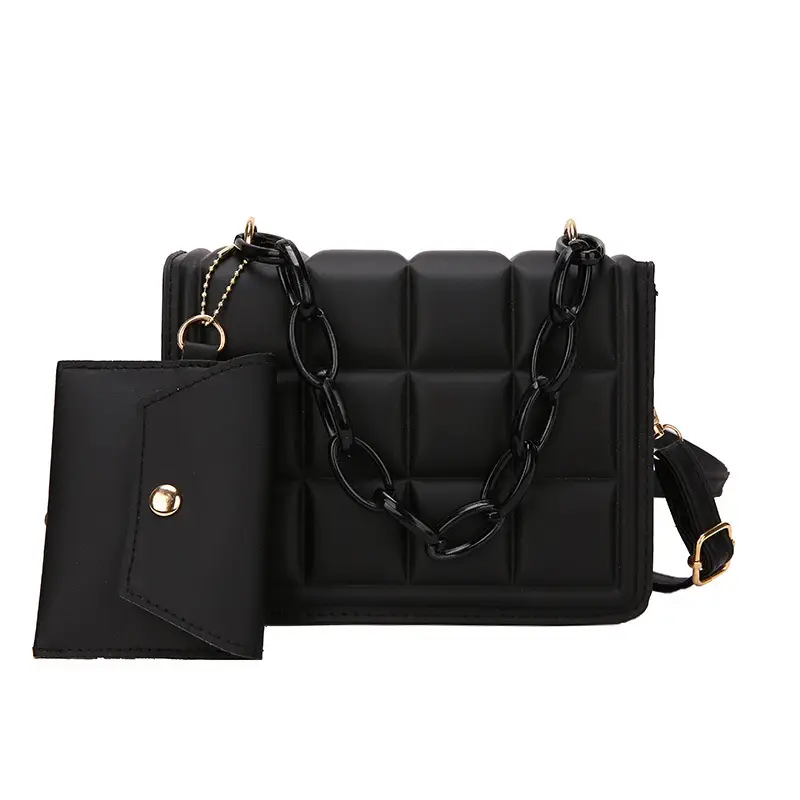 Black Quilted Shoulder Bag with Coarse Chain 2024 - Image 6