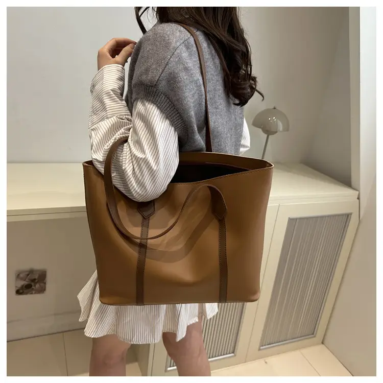 Women Korean Style Large Capacity Solid Color Tote Bag 2024 - Image 8