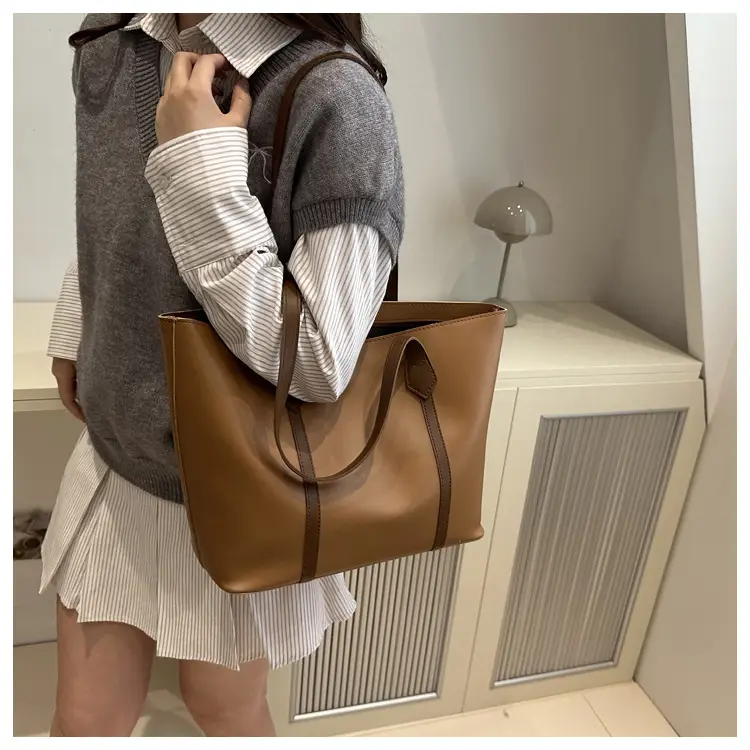 Women Korean Style Large Capacity Solid Color Tote Bag 2024 — feature 9