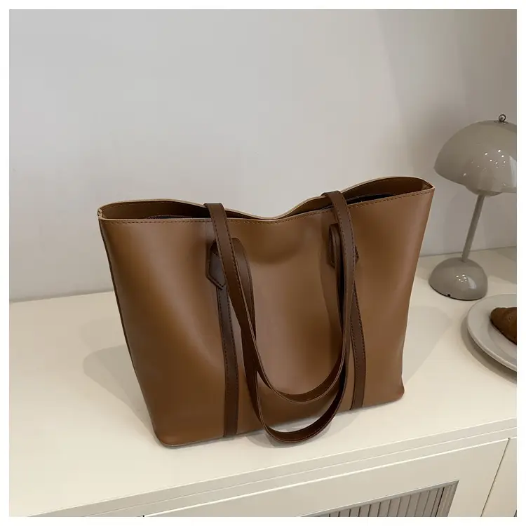 Women Korean Style Large Capacity Solid Color Tote Bag 2024 - Image 2