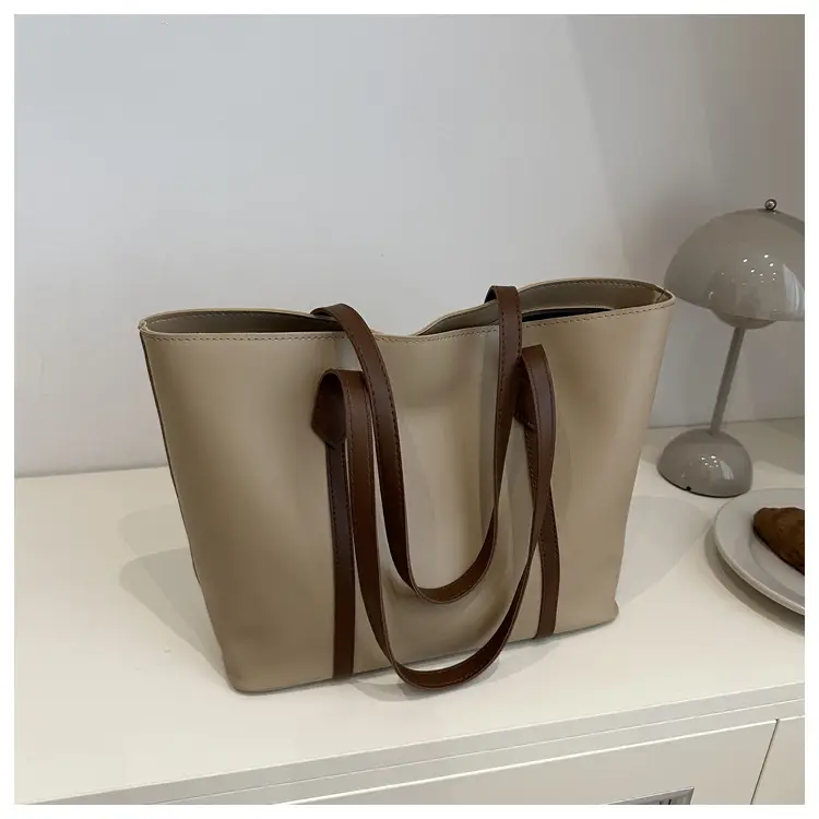 Women Korean Style Large Capacity Solid Color Tote Bag 2024 - Image 3