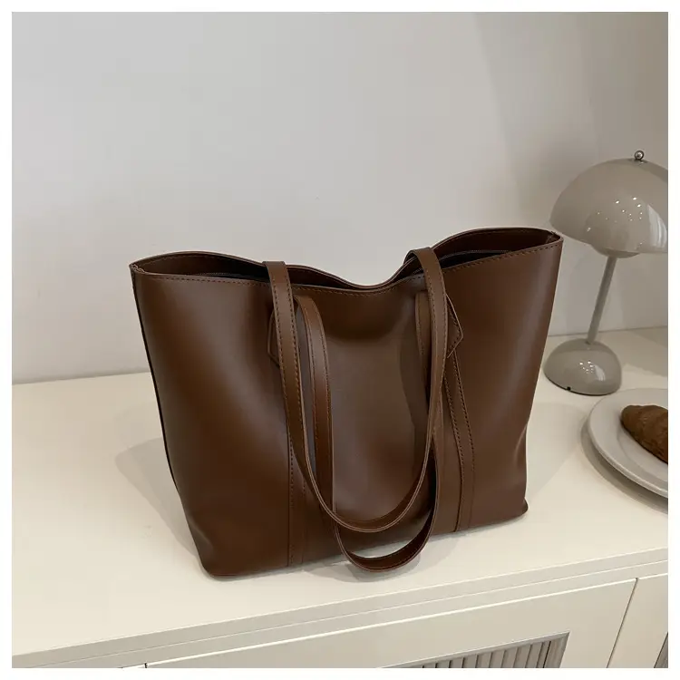 Women Korean Style Large Capacity Solid Color Tote Bag 2024 - Image 4