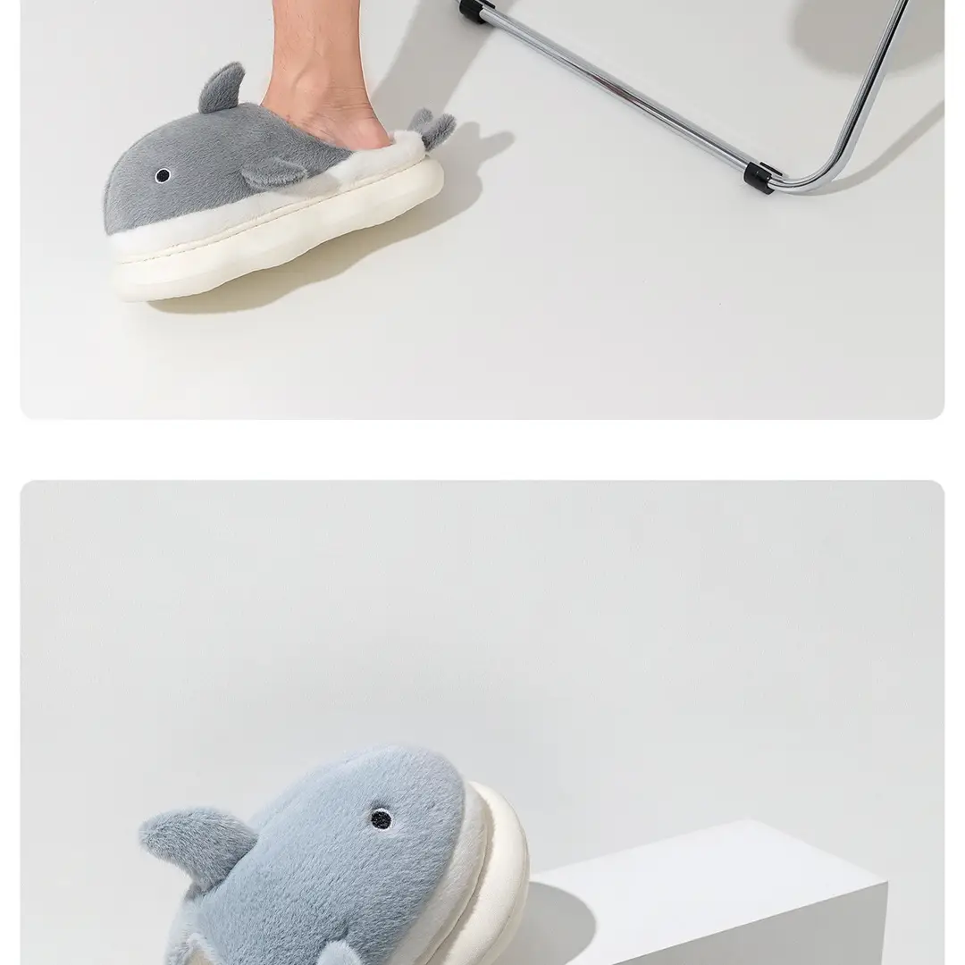 Whale Cotton Slippers Men's Autumn and Winter Indoor Home Non-slip fleece-lined Warm Couple's Non-stinky Foot Cotton Shoes Women's Outer Wear — feature 19