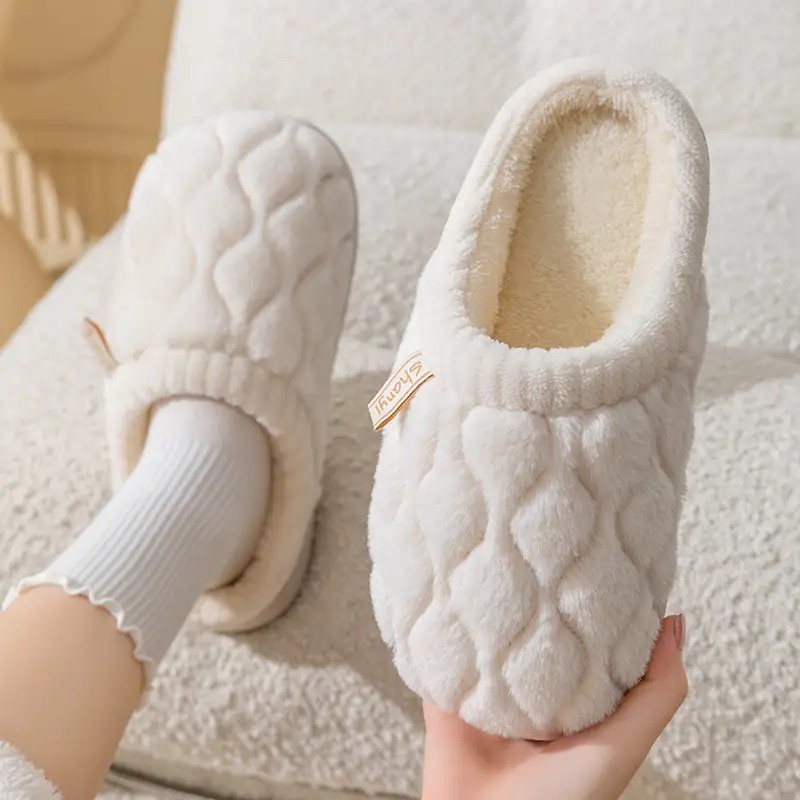 in stock Cotton Slippers Women's Autumn and Winter New Home Indoor Moon Warm Non-Slip Household Fluffy Wool Slippers for Women - Image 5