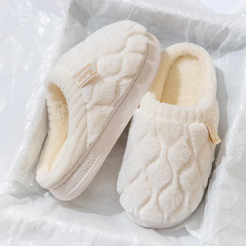 in stock Cotton Slippers Women's Autumn and Winter New Home Indoor Moon Warm Non-Slip Household Fluffy Wool Slippers for Women - Image 8