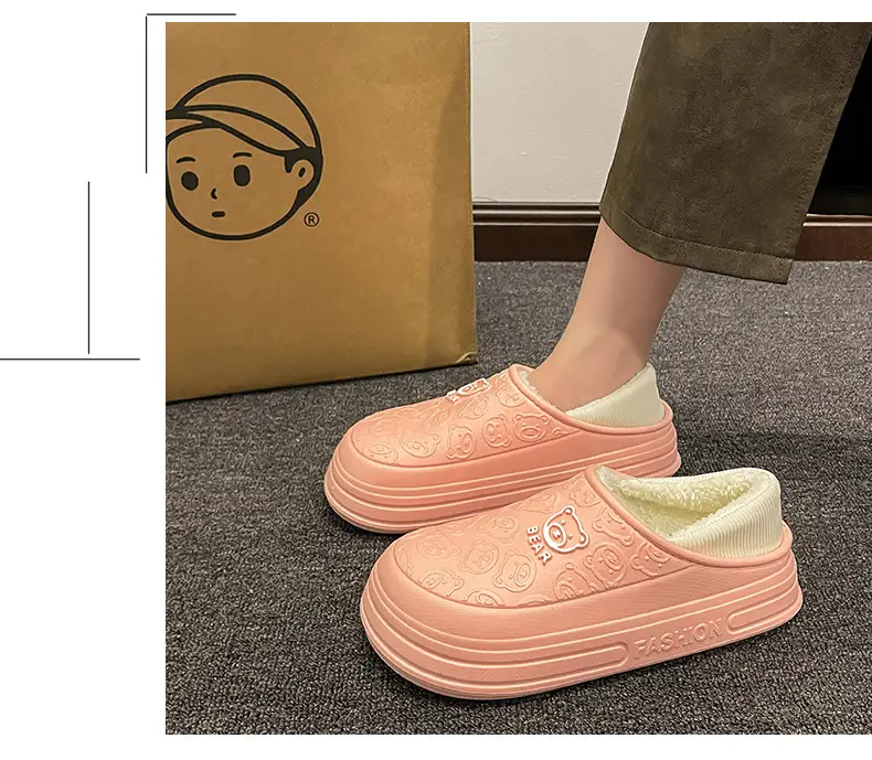 Cartoon New Soft Sole Cotton Shoes Women's Winter fleece-lined Warm Non-slip Waterproof Shoes Thick Sole Outdoor Snow Boots Cotton Shoes for Men — feature 22