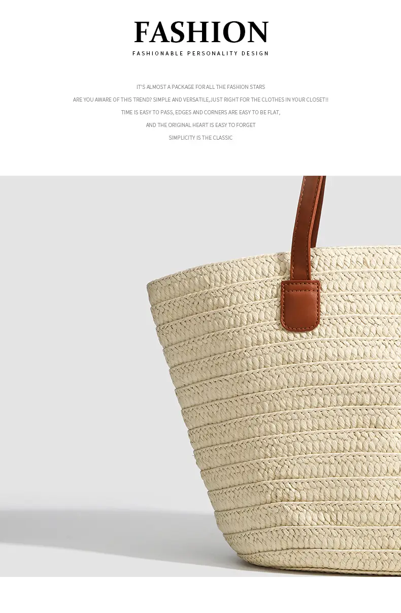2026 Straw Shoulder Bag for Women Large Capacity Beach Bag — feature 14